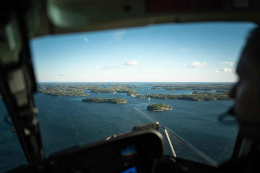 Stockholm from Above Archipelago Helicopter + rib boat Return